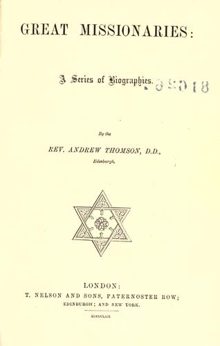 Cover of Great Missionaries