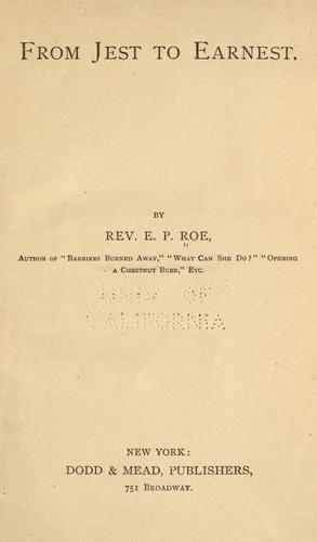 Cover of From Jest to Earnest