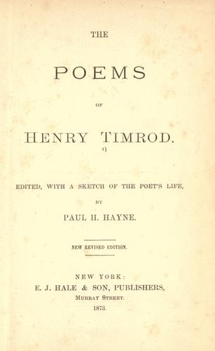 Cover of Poems of Henry Timrod