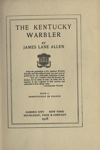 Cover of The Kentucky warbler