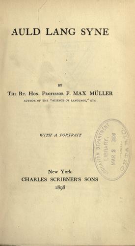 Cover of Auld lang syne