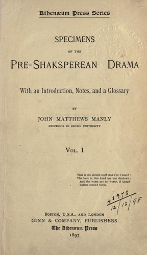 Cover of Specimens Of Pre-Shakespearean Drama (2 Volumes))