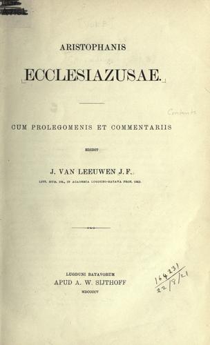 Cover of Ecclesiazusae