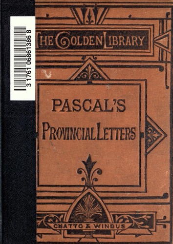Cover of The provincial letters of Blaise Pascal