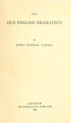 Cover of The old English dramatists