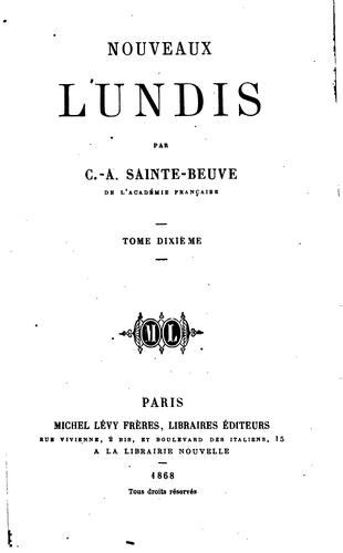 Cover of Nouveaux lundis