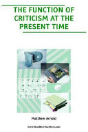 Cover of Function of Criticism at the Present Tim