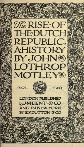 Cover of The rise of the Dutch republic