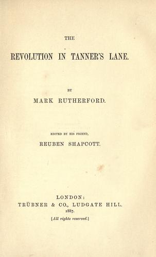 Cover of The revolution in Tanner's Lane