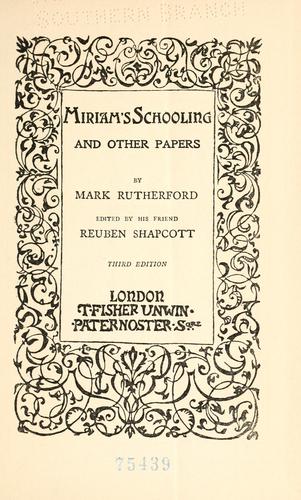 Cover of Miriam's schooling