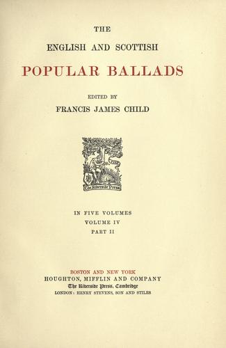 Cover of The English And Scottish Popular Ballads