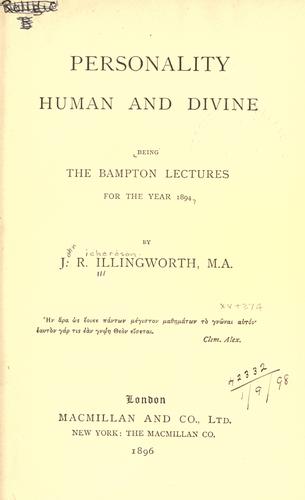 Cover of Personality, human and divine