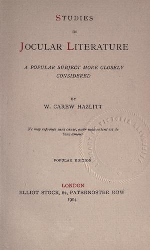 Cover of Studies in jocular literature