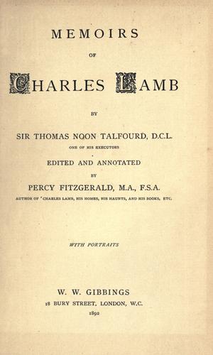 Cover of Memoirs of Charles Lamb