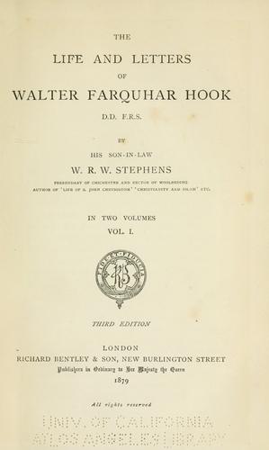 Cover of The Life And Letters Of Walter Farquhar Hook