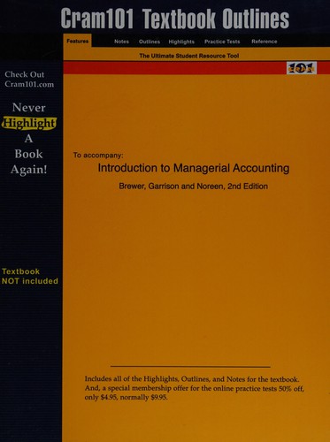 Cover of Cram101 textbook outlines to accompany Introduction to managerial accounting, Brewer, Garrison and Noreen, 2nd edition