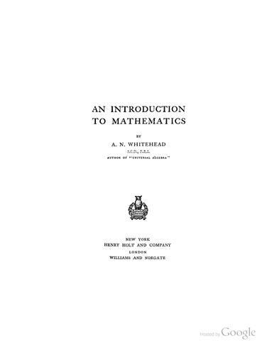 Cover of An introduction to mathematics