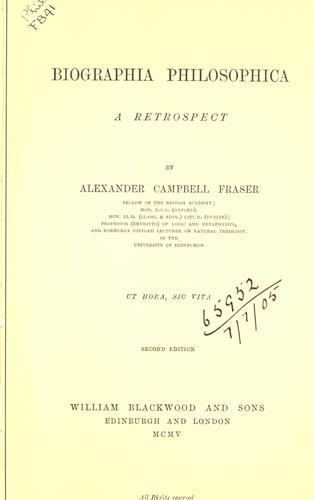 Cover of Biographia philosophica