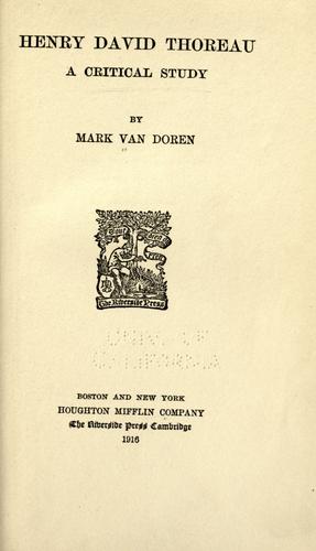 Cover of Henry David Thoreau