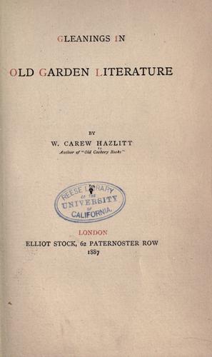 Cover of Gleanings in old garden literature
