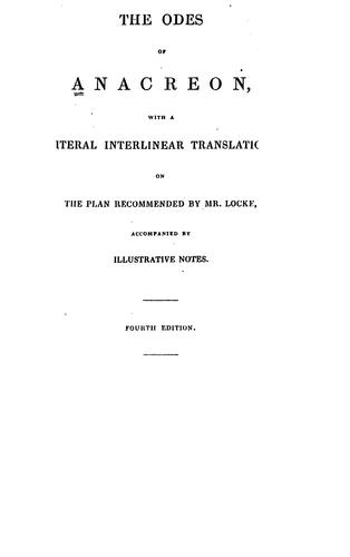 Cover of Odes of Anacreon