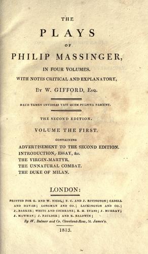 Cover of The plays of Philip Massinger