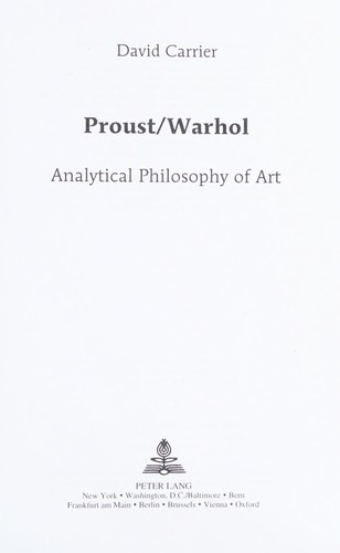 Cover of Proust/Warhol : analytical philosophy of art