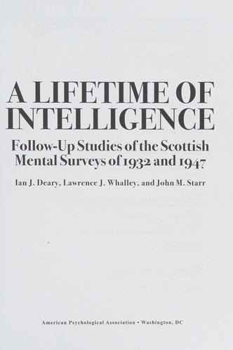 Cover of A lifetime of intelligence