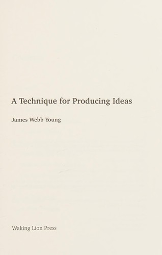 Cover of A technique for producing ideas