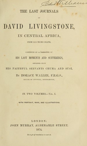 Cover of The last journals of David Livingstone in Central Africa, from 1865 to his death