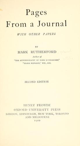 Cover of Pages from a journal
