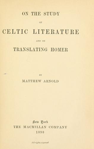 Cover of On the study of Celtic literature