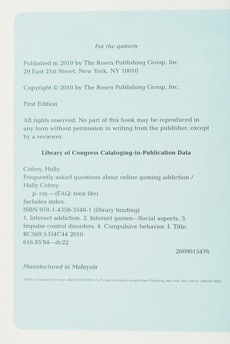 Cover of Frequently asked questions about online gaming addiction