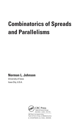 Cover of Combinatorics of spreads and parallelisms