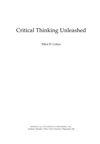Cover of Critical thinking unleashed