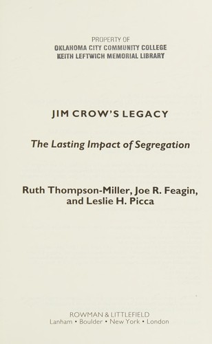 Cover of Jim Crow's legacy