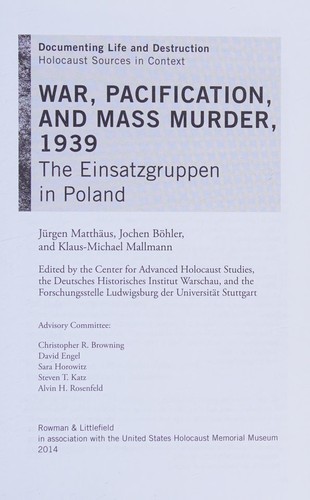 Cover of War, pacification, and mass murder, 1939