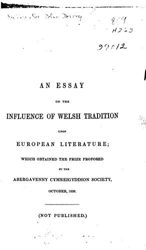 Cover of An essay on the influence of Welsh tradition upon European literature