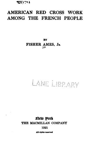 Cover of American Red Cross work among the French people
