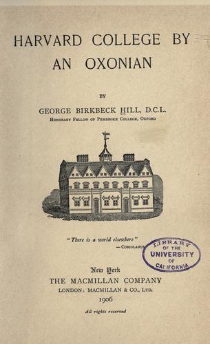 Cover of Harvard college, by an Oxonian