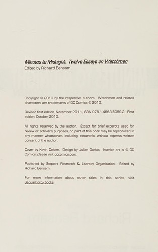 Cover of Minutes to Midnight: Twelve Essays on Watchmen