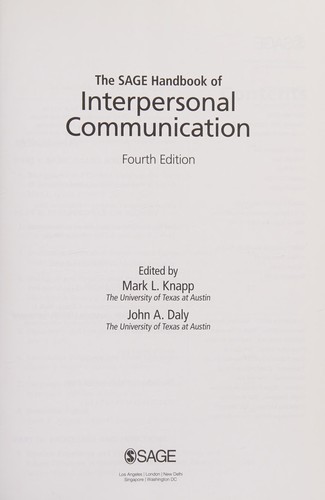 Cover of The Sage handbook of interpersonal communication