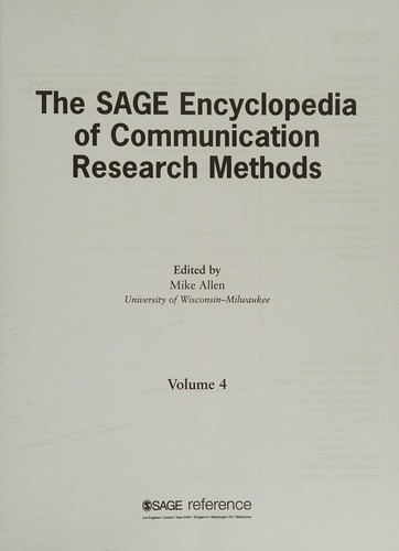 Cover of SAGE Encyclopedia of Communication Research Methods