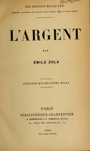 Cover of L' argent