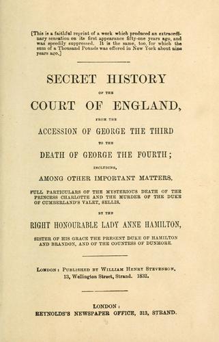Cover of Secret History of the Court of England