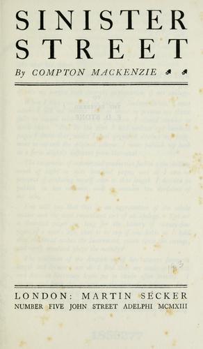 Cover of Sinister street