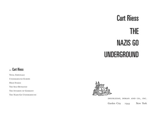 Cover of The Nazis go underground