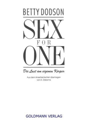 Cover of Sex for one