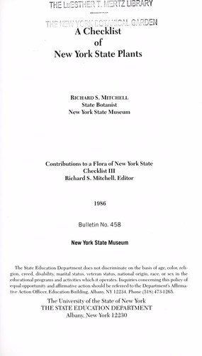 Cover of A checklist of New York State plants
