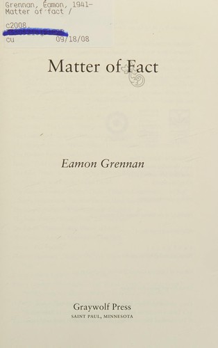 Cover of Matter of Fact